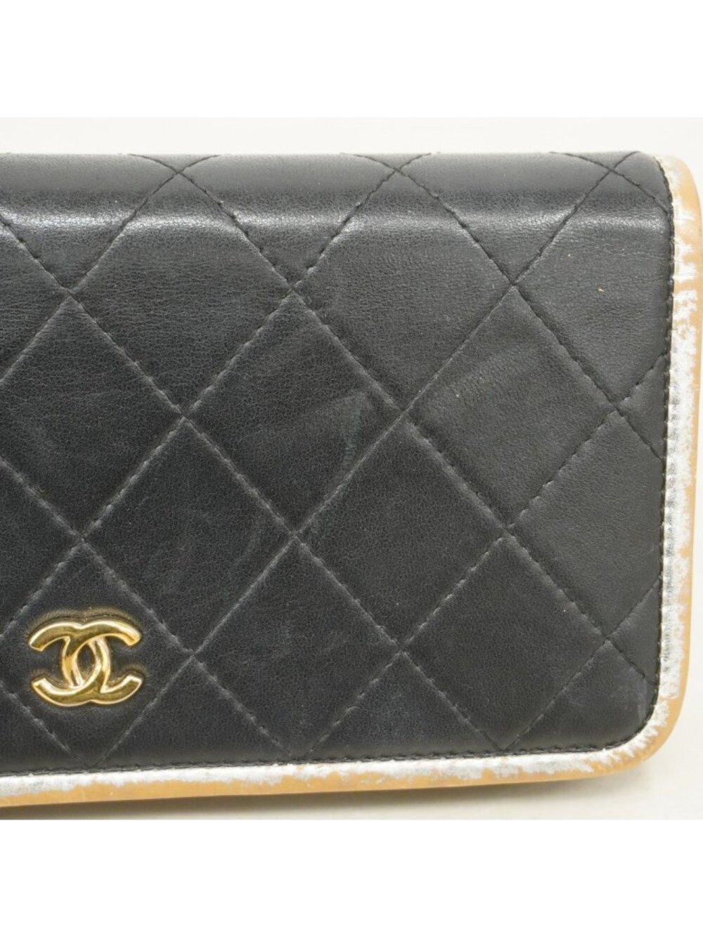 ★SOLD★ Chanel Wallet Quilted Lambskin Black Gold - Picture 8 of 9
